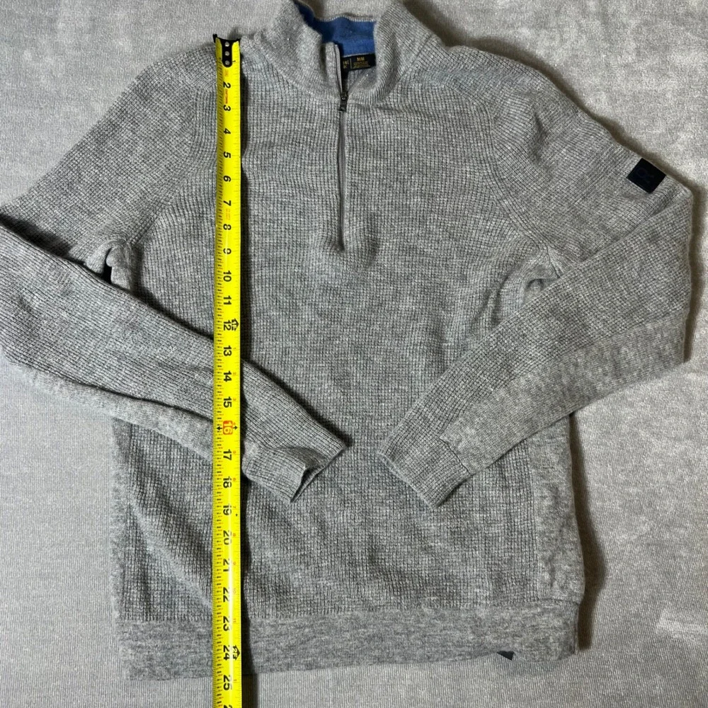Rhone Mens Wool Cashmere Quarter Zip Sweater Grey Mock Neck Pullover Size Medium